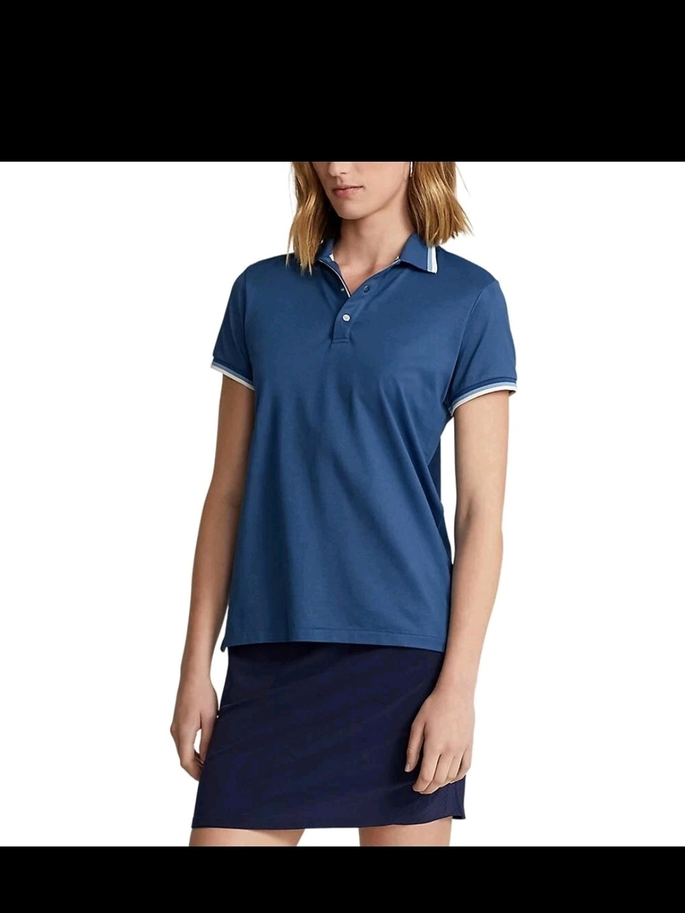 Ralph Lauren Short-Sleeve Polo in Slate Blue with White Trim Golf Top Size SP